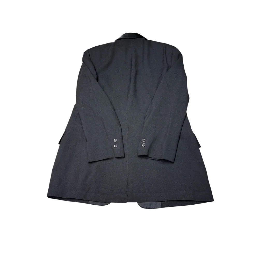 After Six by Rudofker Vintage Black Tuxedo Suit 2Pc Set Men 44L Satin Peak Lapel